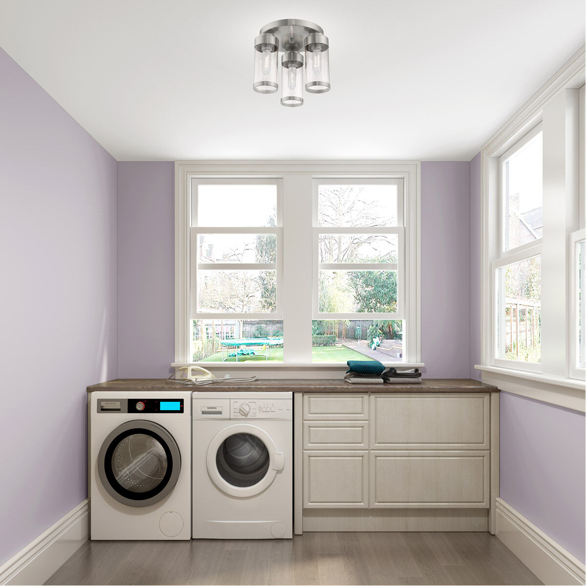 Hillcrest 3 Light 12 inch Brushed Nickel Semi-Flush Mount Ceiling Light