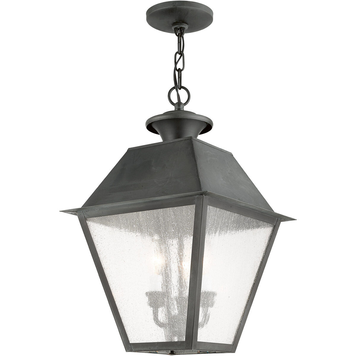 Mansfield 3 Light 12 inch Charcoal Outdoor Pendant Lantern