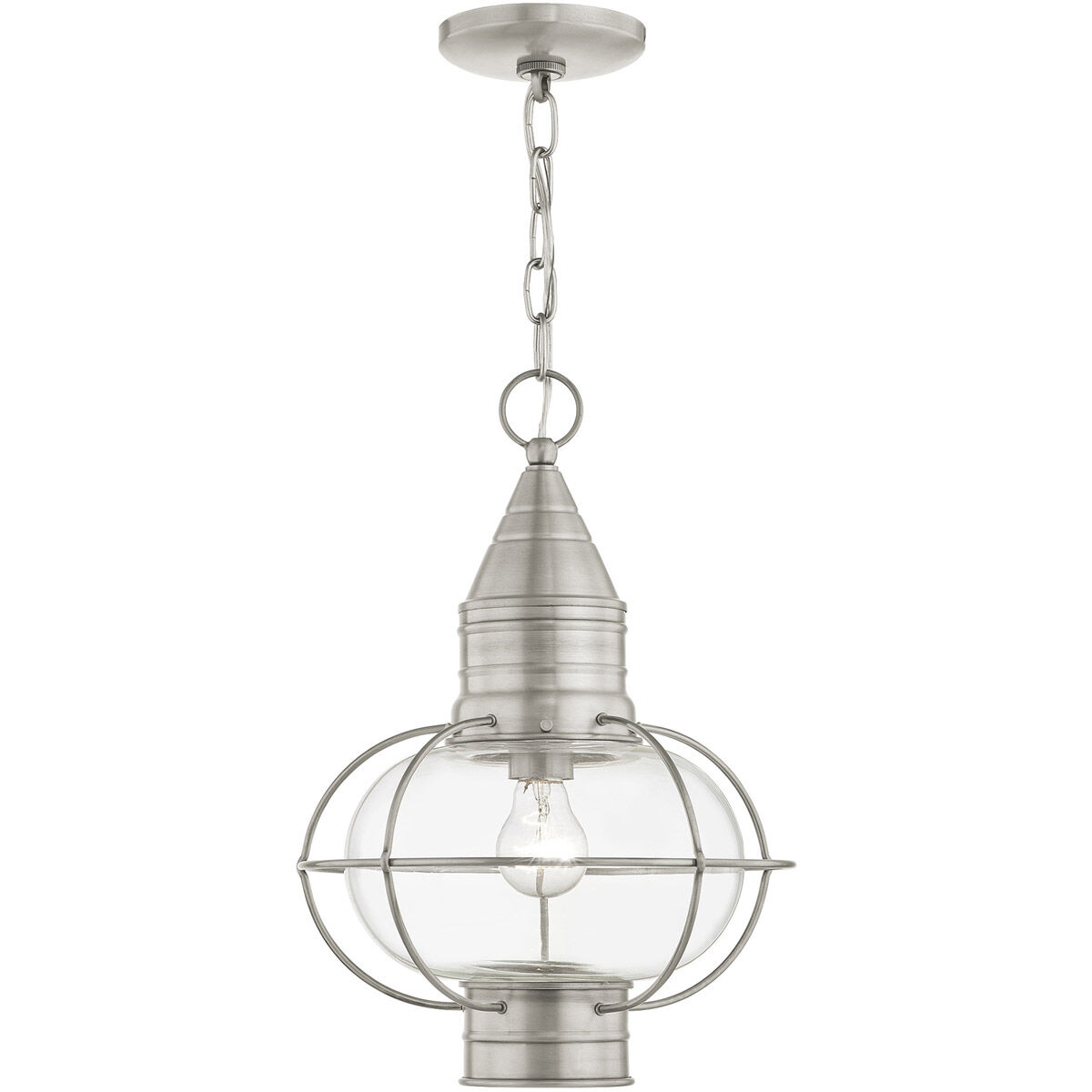 Newburyport 1 Light 12 inch Brushed Nickel Outdoor Pendant Lantern