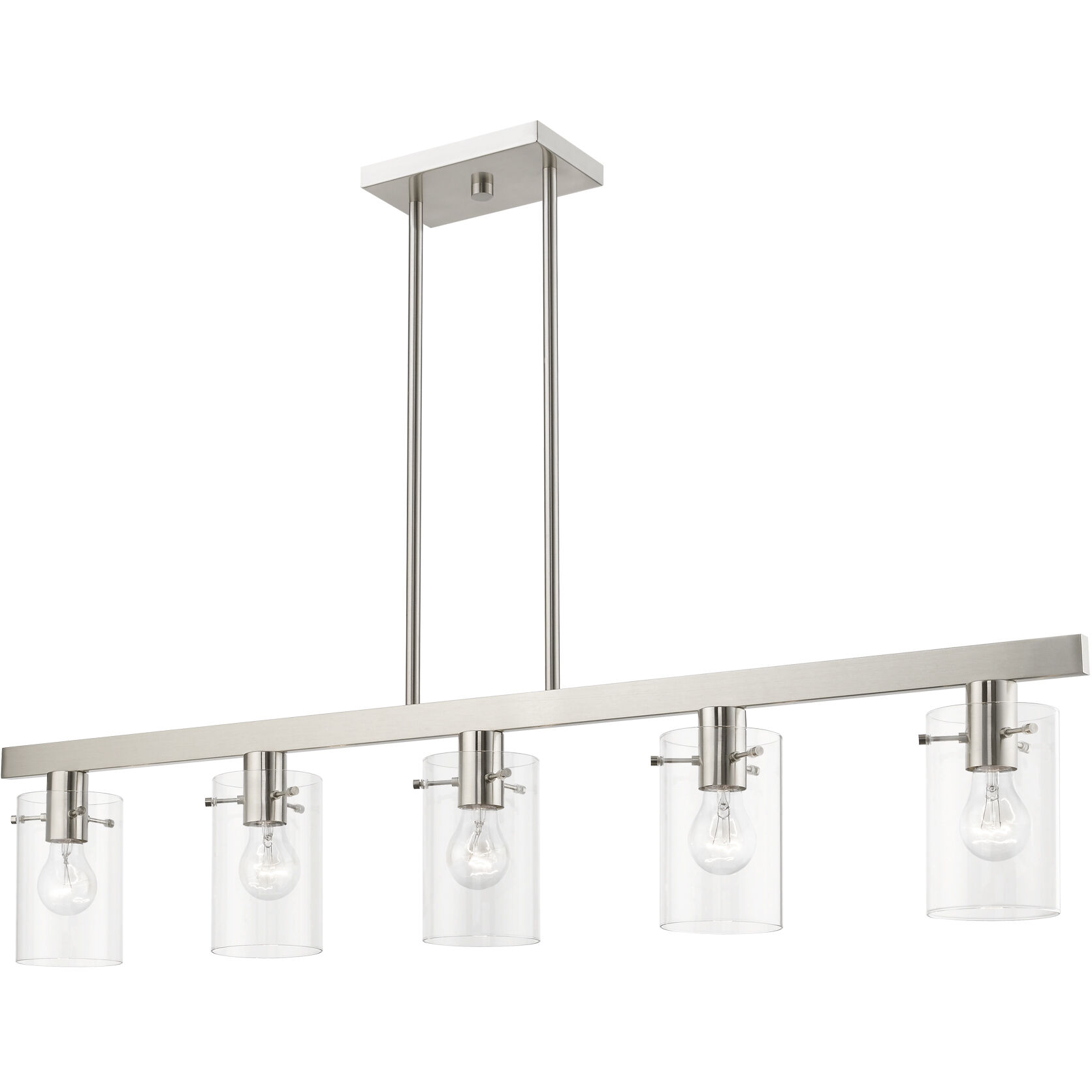 Munich 5 Light 42 inch Brushed Nickel Linear Chandelier Ceiling Light