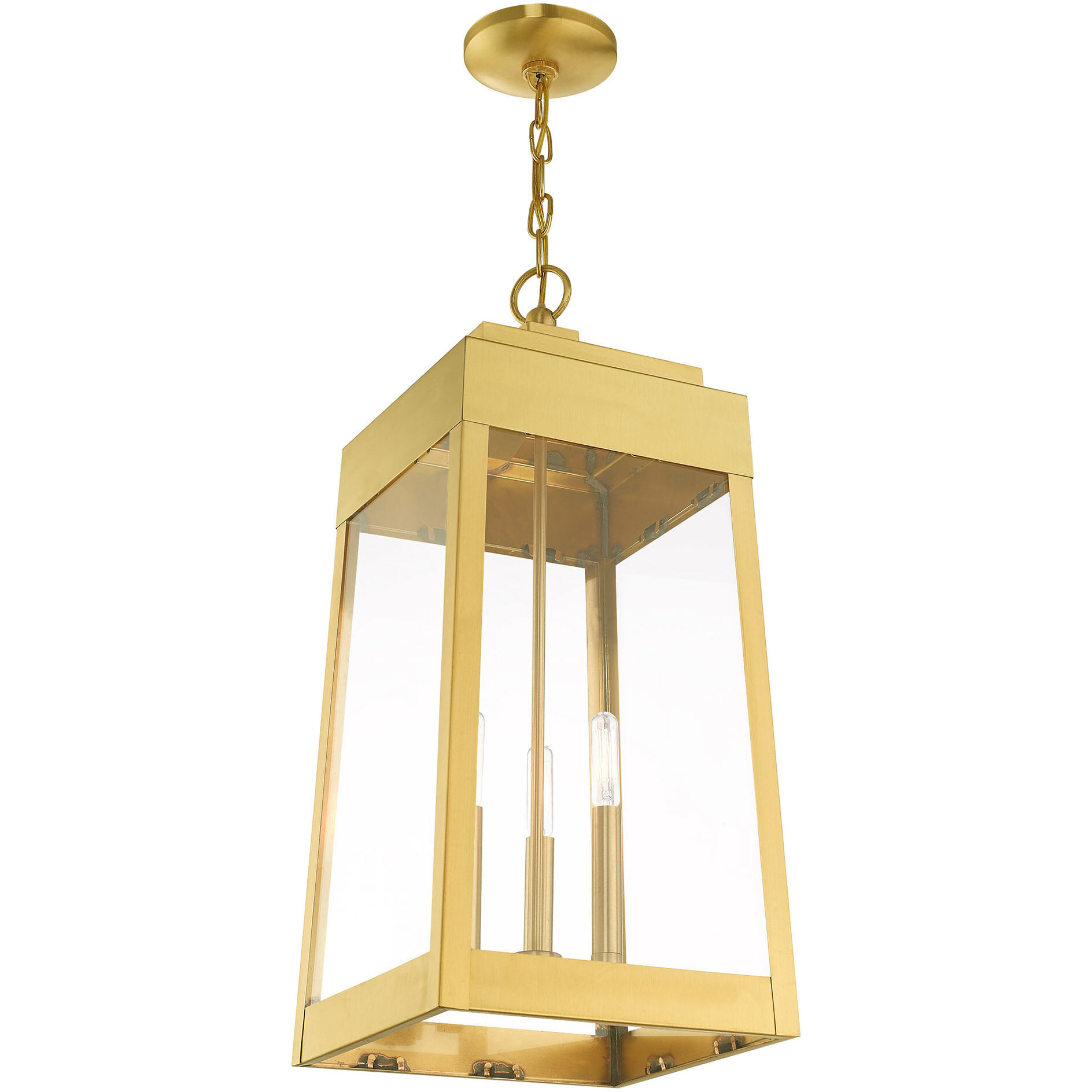 Oslo 3 Light 11 inch Satin Brass Outdoor Pendant Lantern