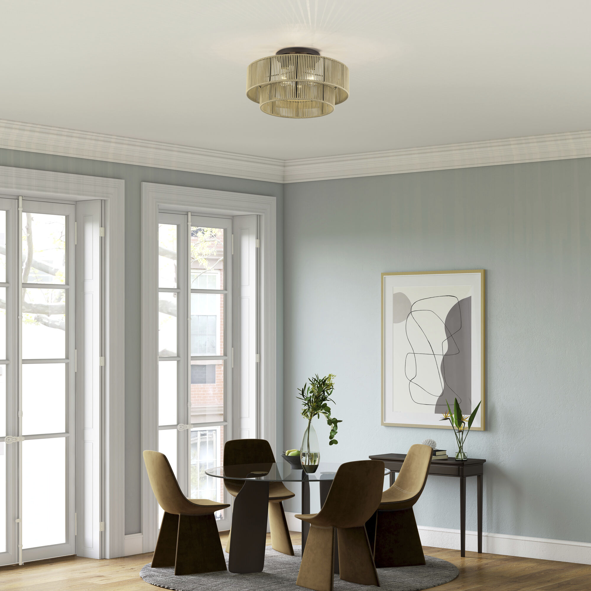 Acordia 3 Light 18 inch English Bronze Semi Flush Mount Ceiling Light, Large