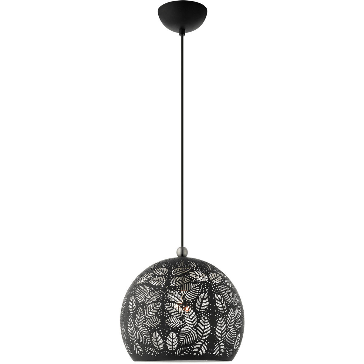 Chantily 1 Light 12 inch Black with Brushed Nickel Accents Pendant Ceiling Light