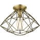 Geometric 1 Light 14 inch Antique Brass Flush Mount Ceiling Light
