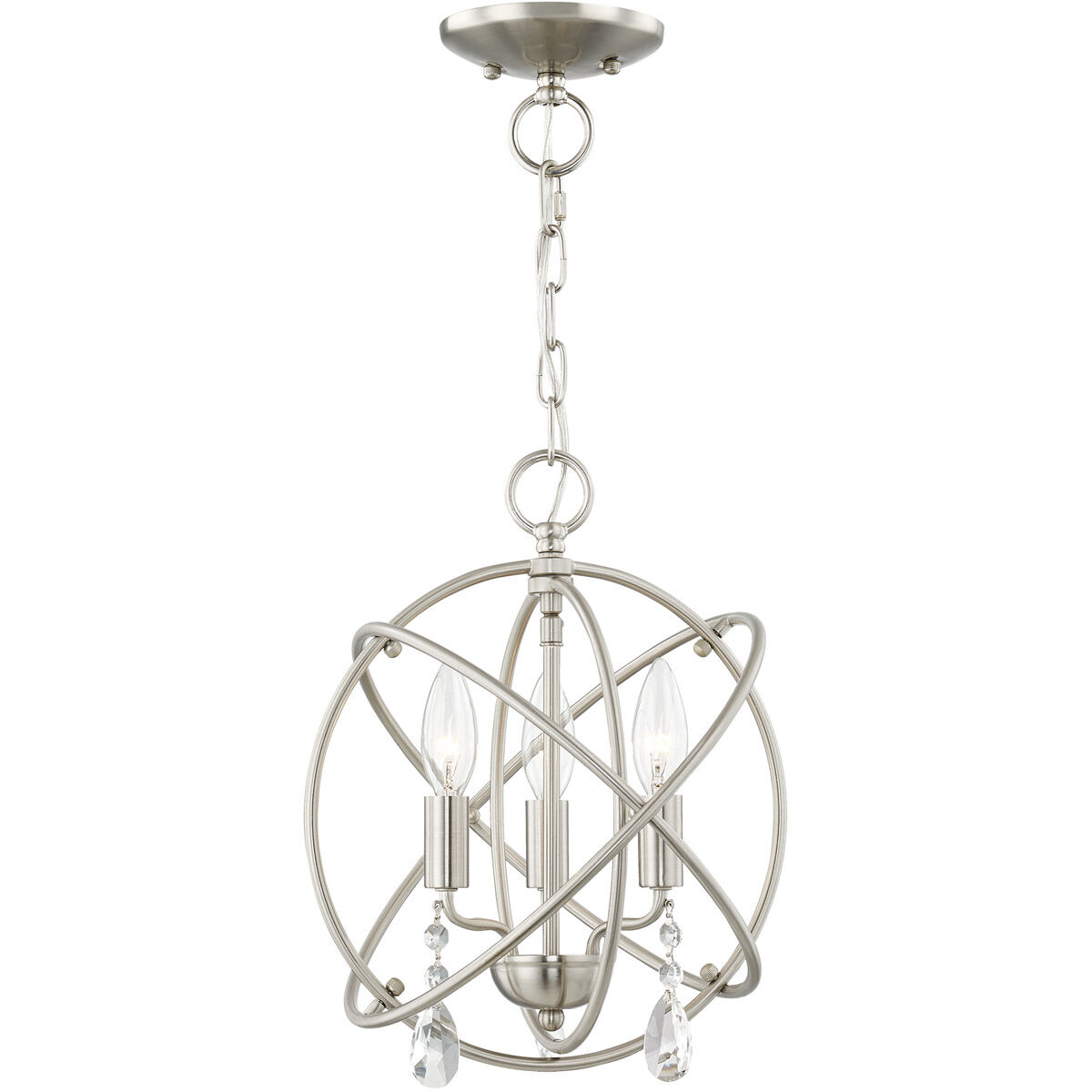 Aria 3 Light 12 inch Brushed Nickel Convertible Mini Chandelier/Ceiling Mount Ceiling Light