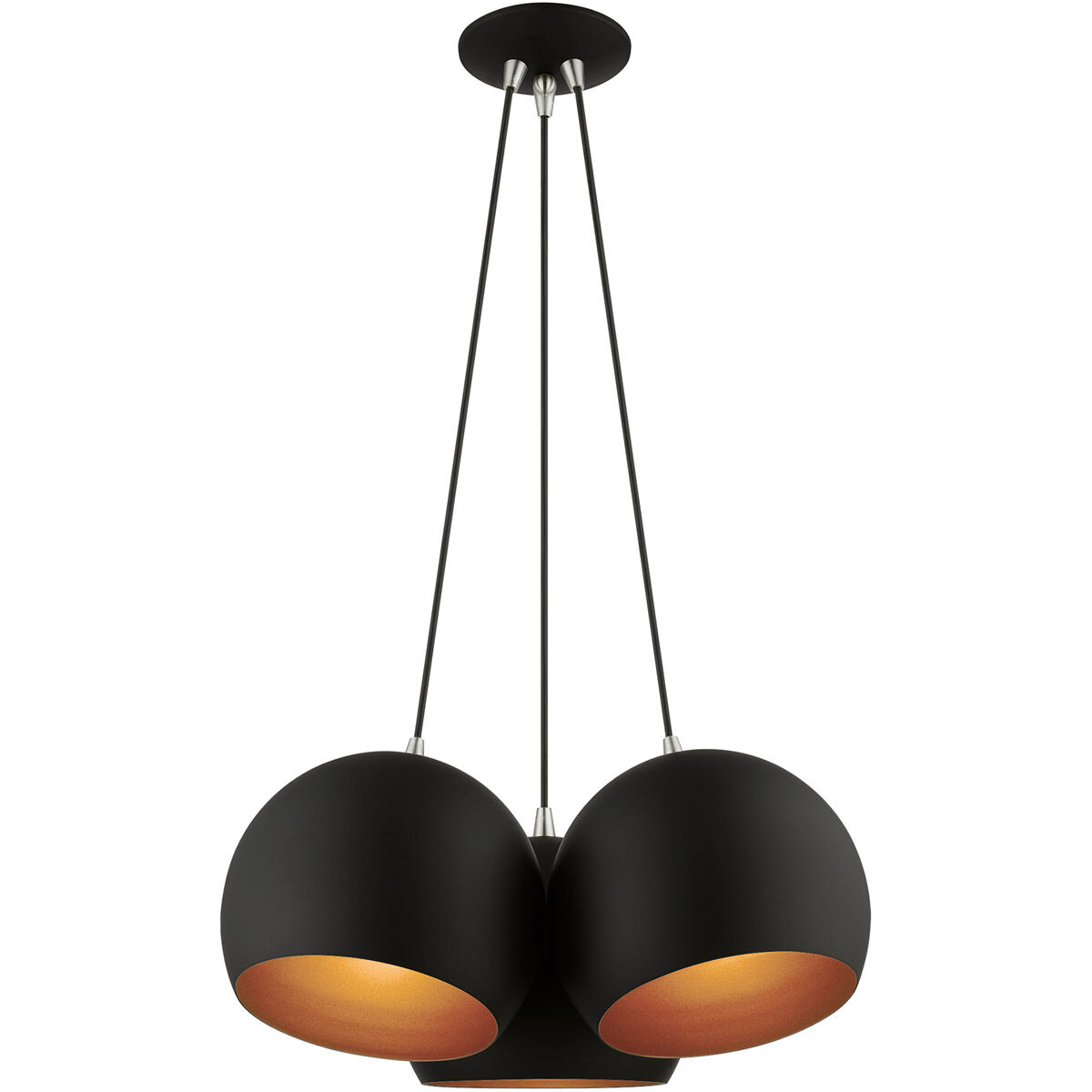 Piedmont 3 Light 22 inch Black with Brushed Nickel Accents Globe Pendant Ceiling Light