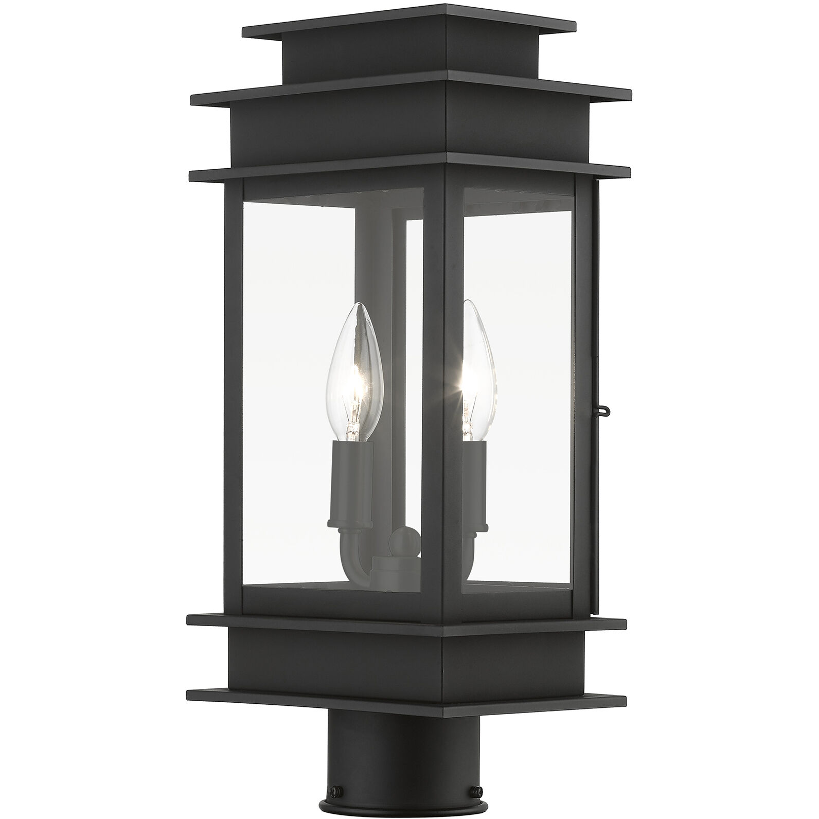 Princeton 2 Light 17 inch Black with Polished Chrome Outdoor Post Top Lantern, Medium