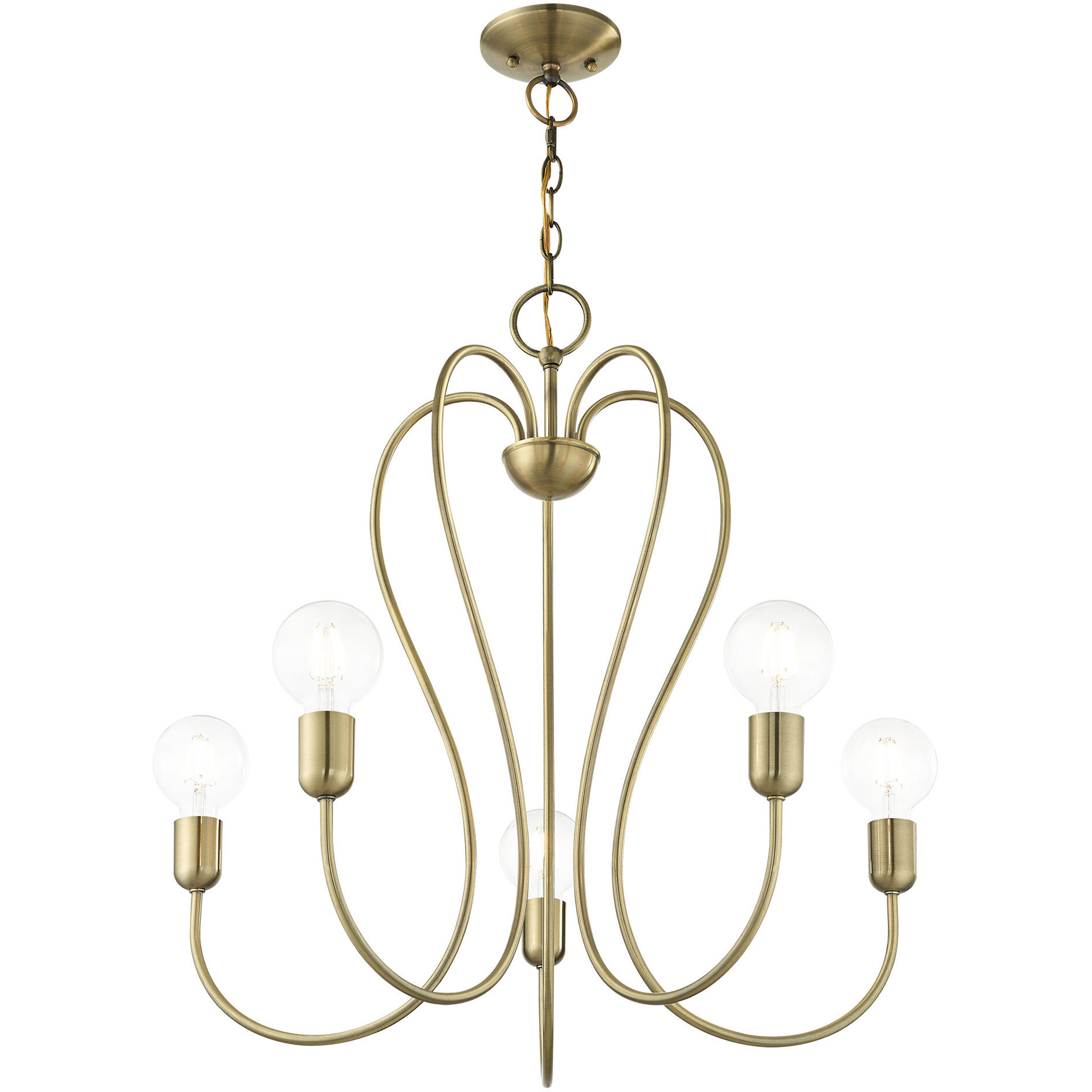 Lucerne 5 Light 24 inch Antique Brass Chandelier Ceiling Light