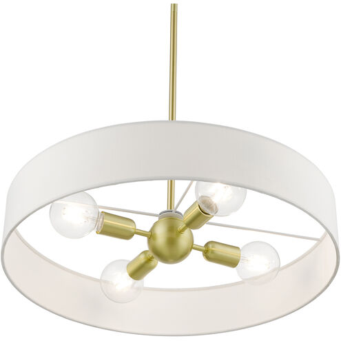 Venlo 4 Light 22 inch Satin Brass with Shiny White Accents Pendant Ceiling Light, Medium, Drum