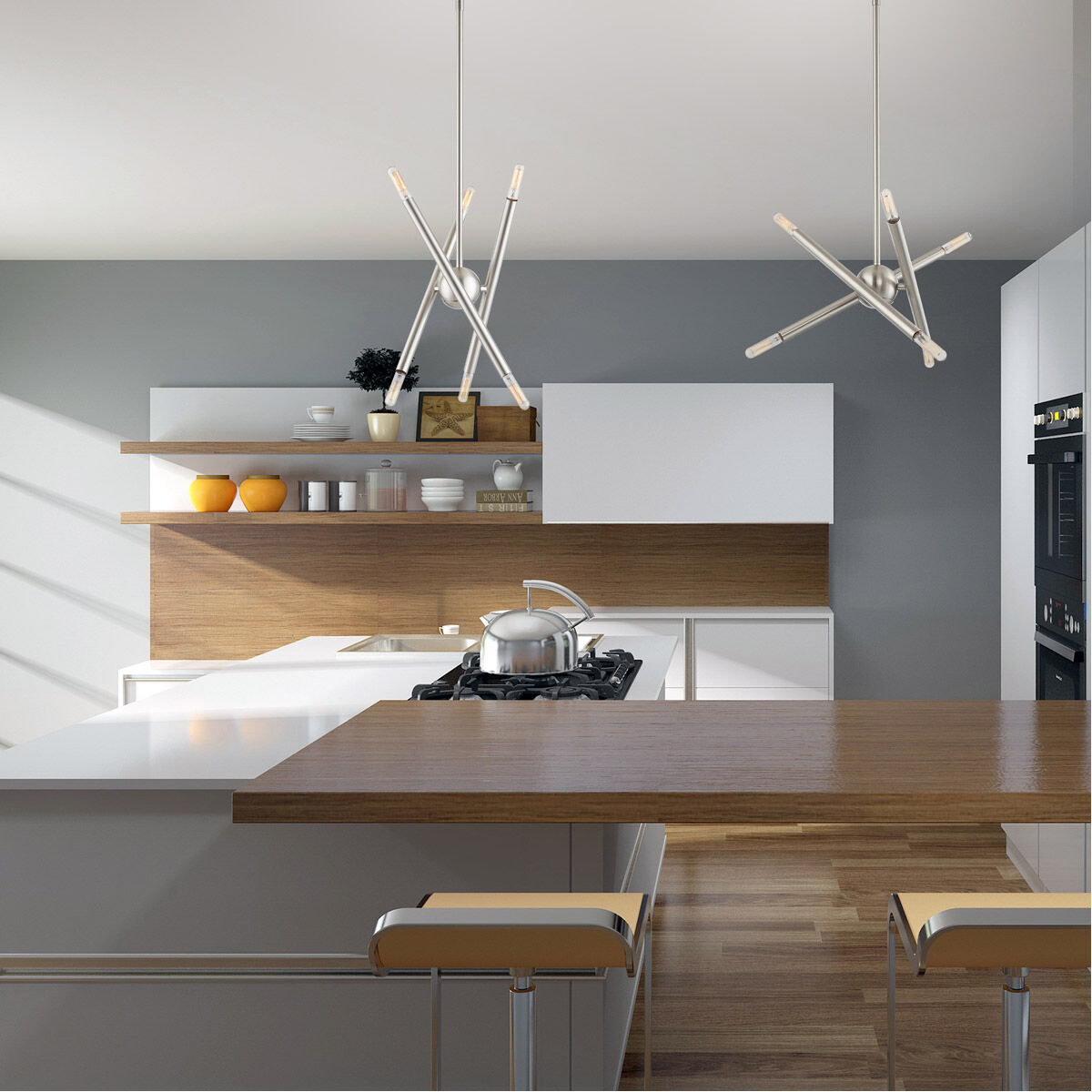 Soho 6 Light 13 inch Brushed Nickel Chandelier Ceiling Light