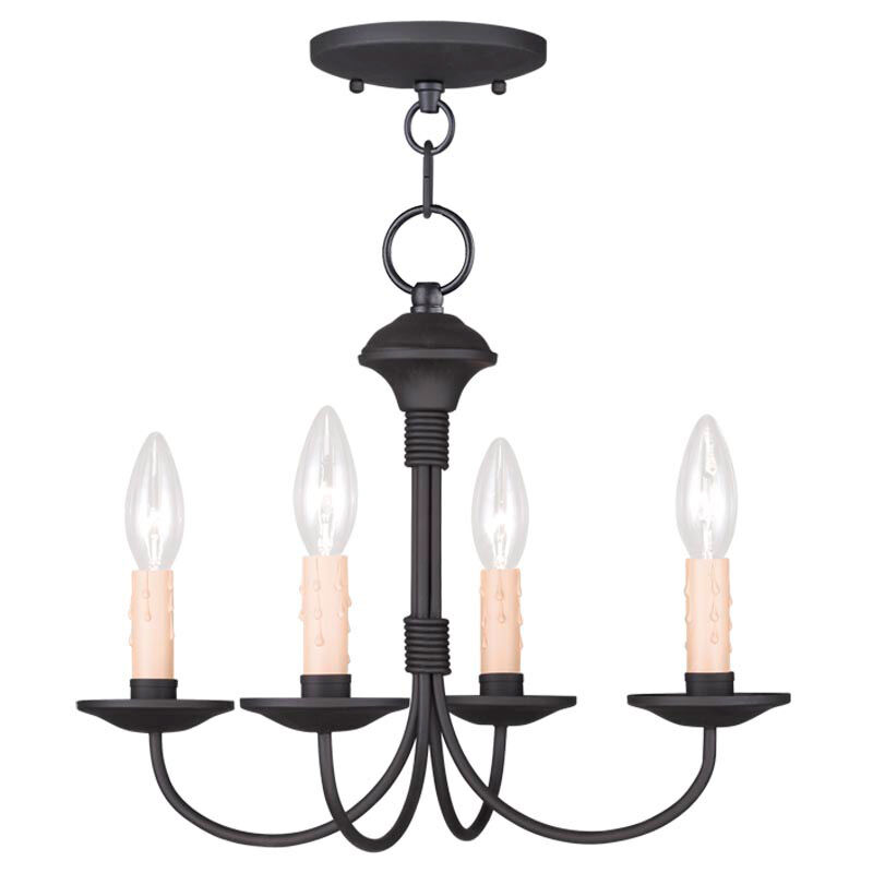 Heritage 4 Light 15 inch Black Convertible Mini Chandelier/Ceiling Mount Ceiling Light