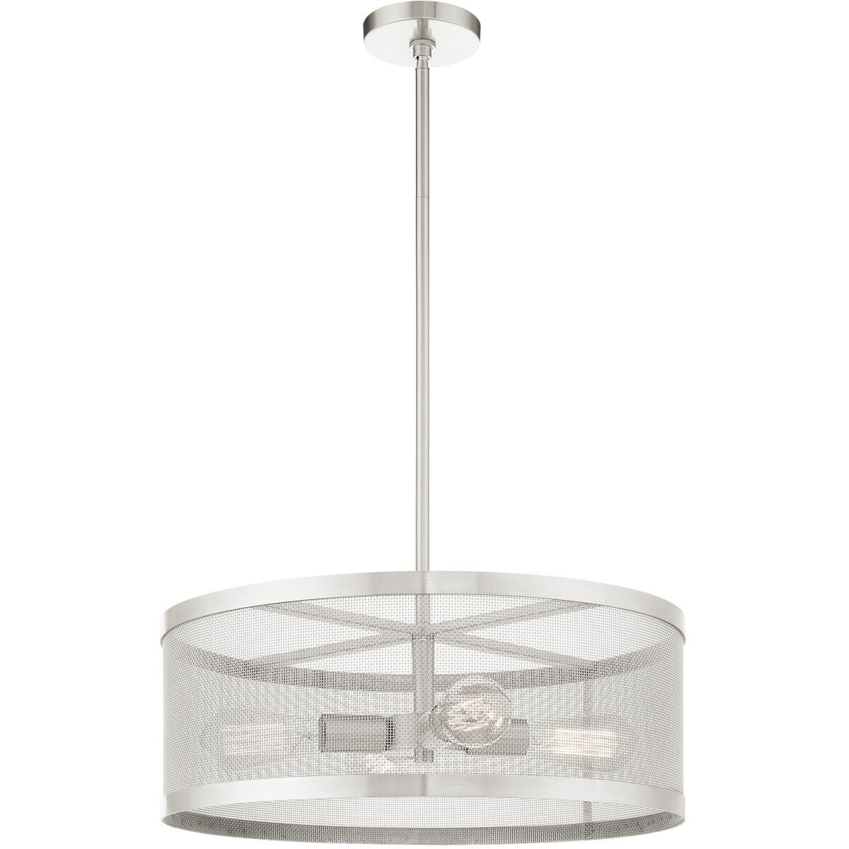 Industro 4 Light 20 inch Brushed Nickel Chandelier Ceiling Light