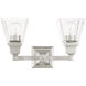 Mission 2 Light 15 inch Brushed Nickel Vanity Sconce Wall Light