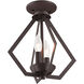 Prism 2 Light 11 inch Bronze Convertible Mini Chandelier/Ceiling Mount Ceiling Light