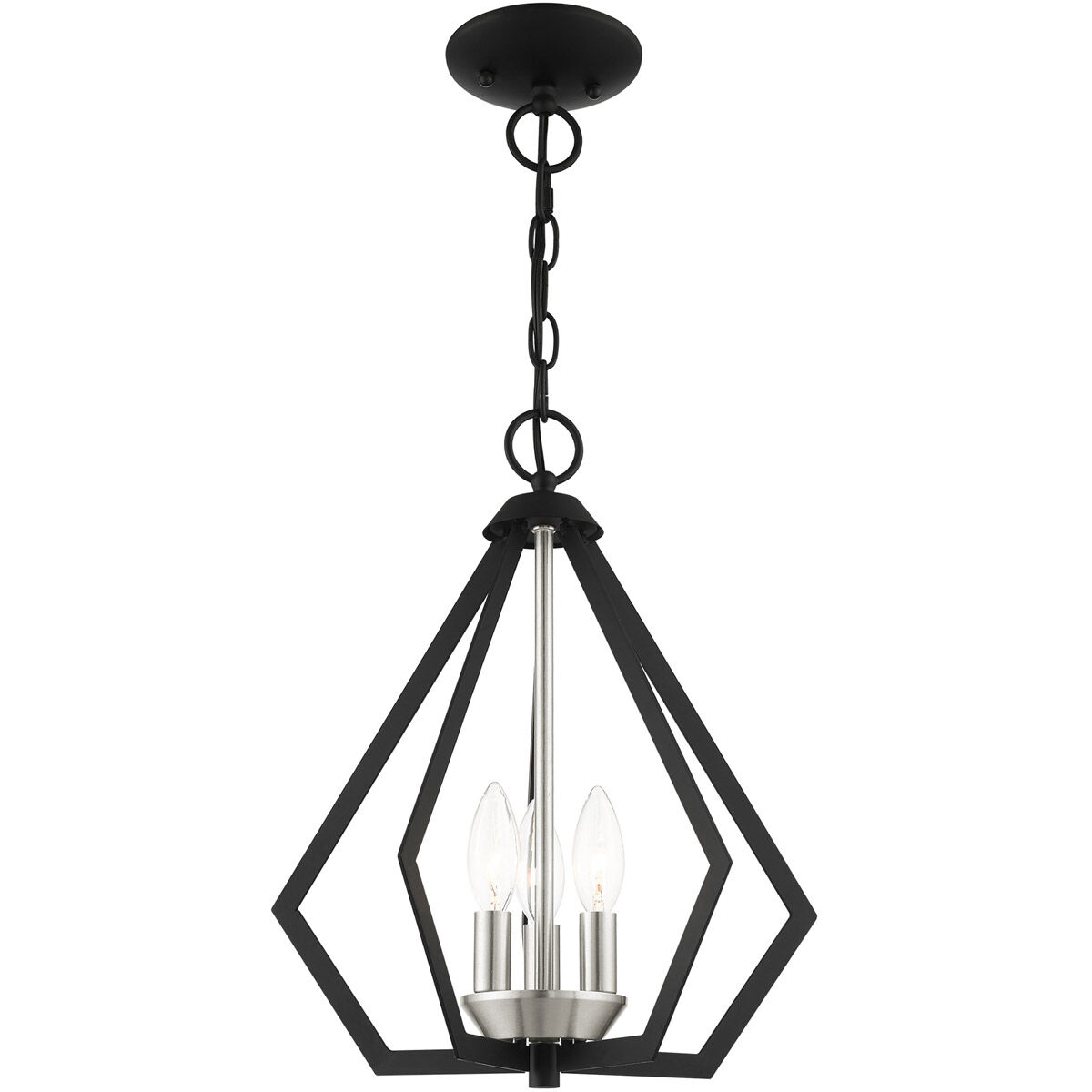 Prism 3 Light 14 inch Black with Brushed Nickel Cluster Convertible Semi Flush/Pendant Ceiling Light