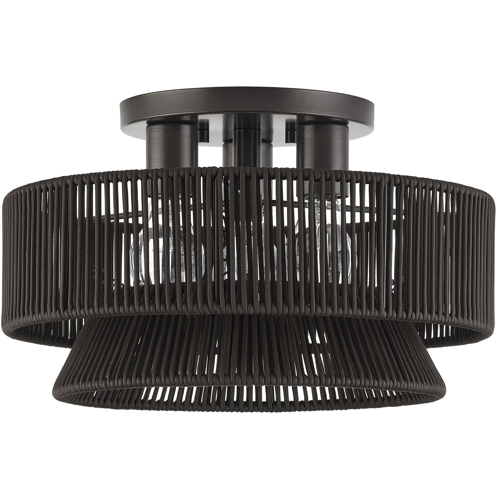 Florell 3 Light 15 inch English Bronze Semi Flush Mount Ceiling Light, Large