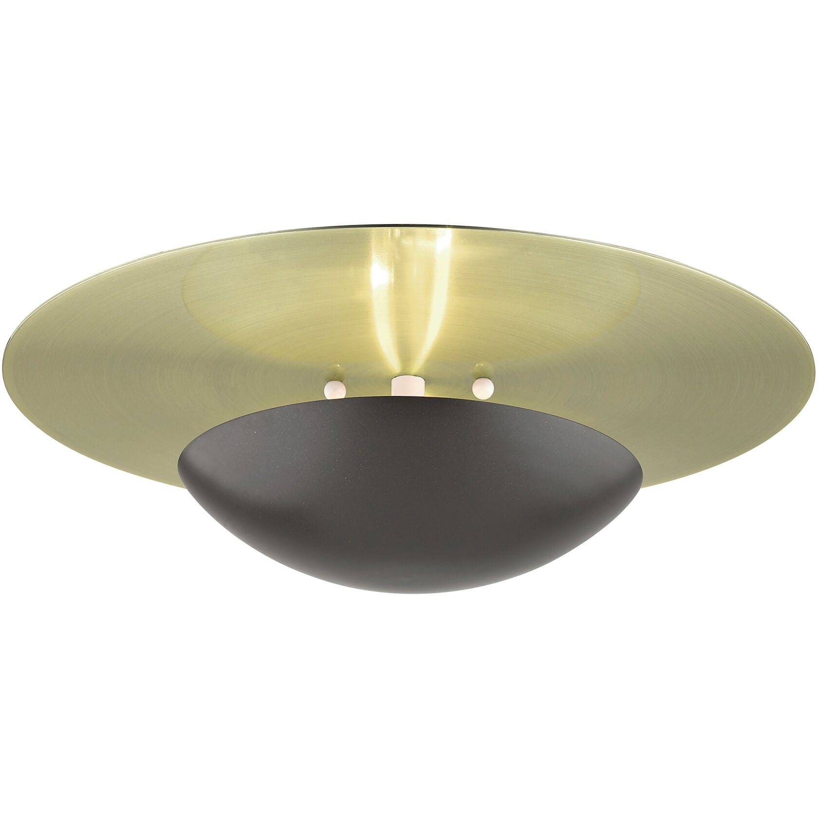 Ventura 2 Light 15 inch English Bronze with Antique Brass Reflector Semi-Flush/Wall Sconce Ceiling Light, Large