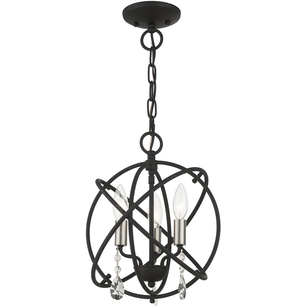 Aria 3 Light 13 inch Black Convertible Chandelier / Semi Flush Ceiling Light