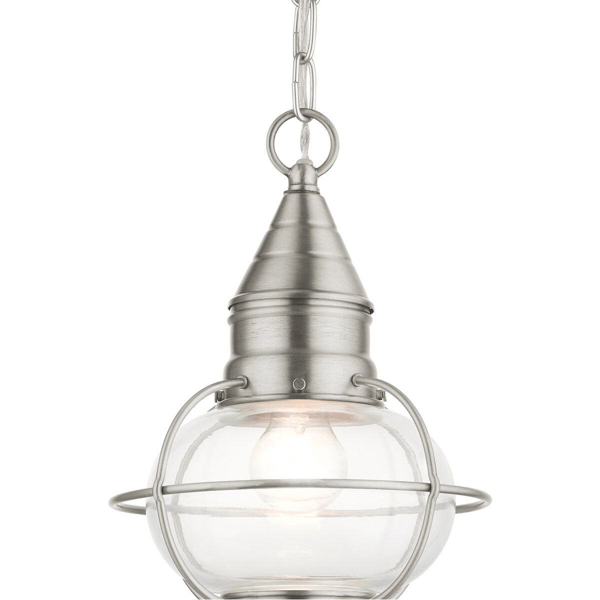 Newburyport 1 Light 9 inch Brushed Nickel Outdoor Pendant Lantern 