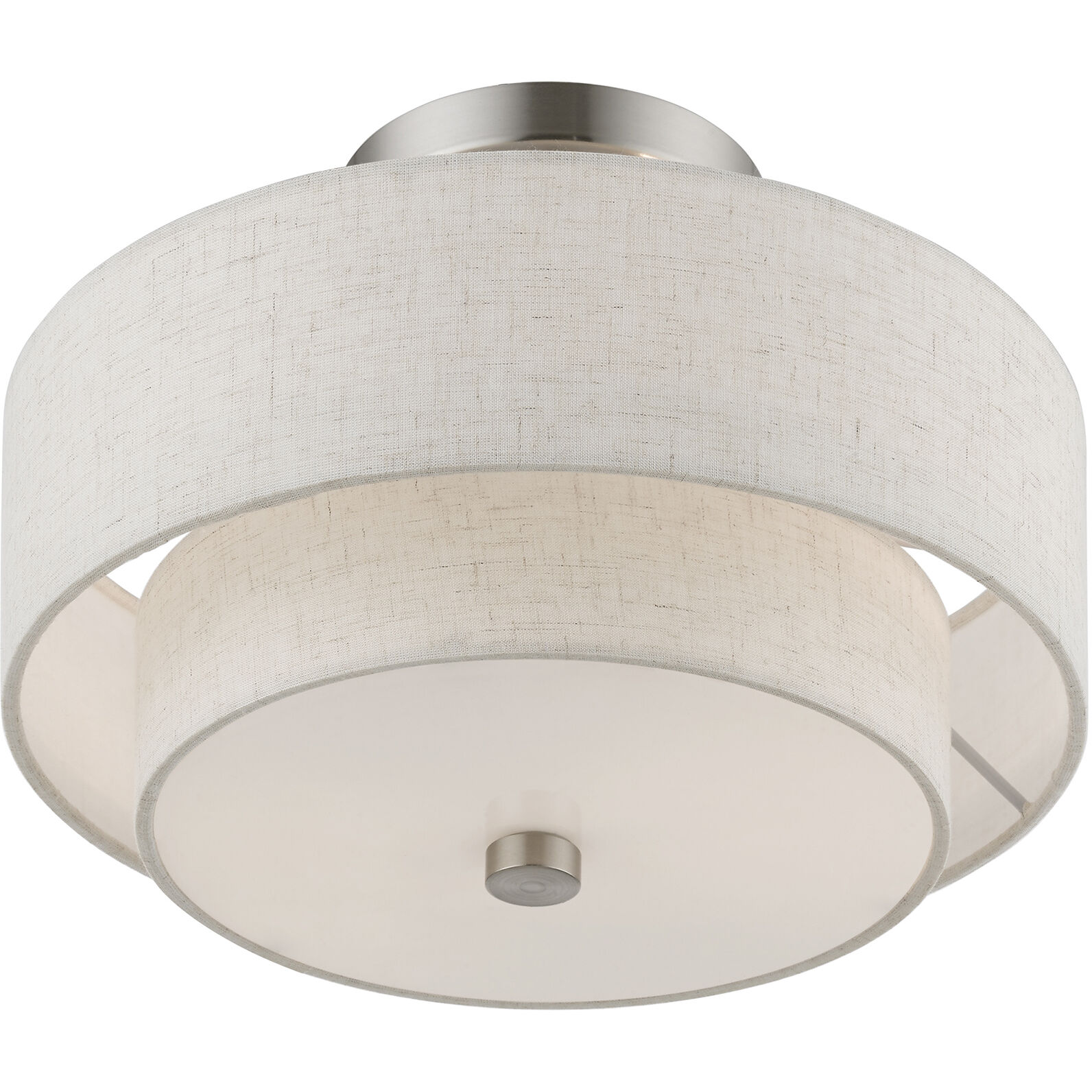Meridian 2 Light 11 inch Brushed Nickel Semi-Flush Ceiling Light