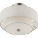 Meridian 2 Light 11 inch Brushed Nickel Semi-Flush Ceiling Light