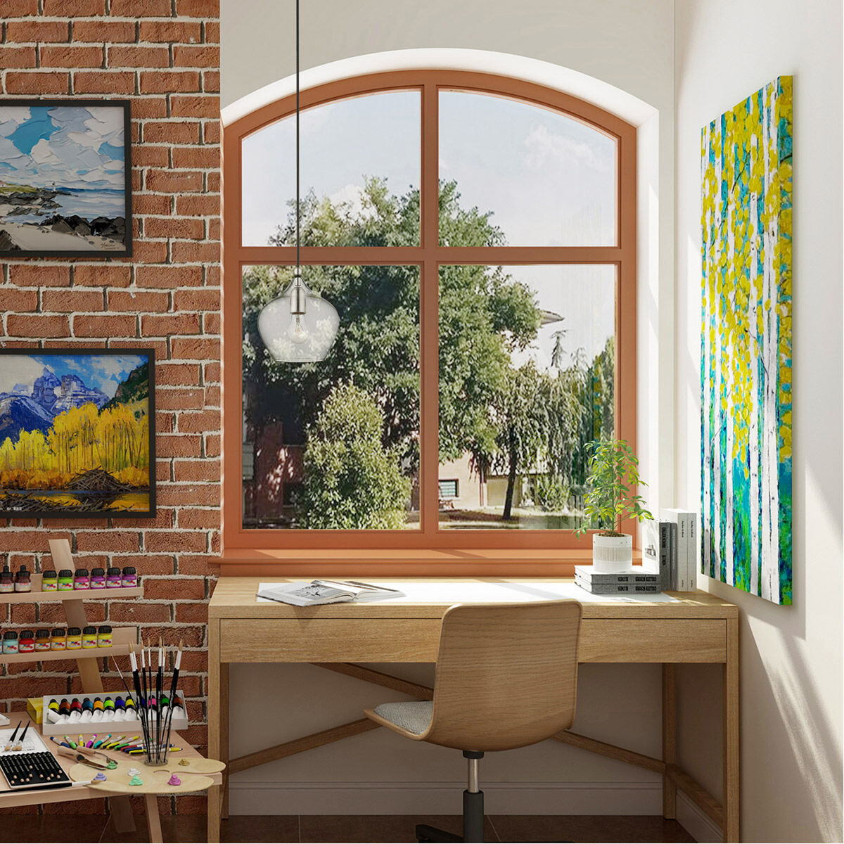 Pendants 1 Light 8 inch Brushed Nickel Pendant Ceiling Light