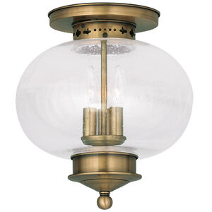 Harbor 3 Light 11 inch Antique Brass Semi-Flush Mount Ceiling Light