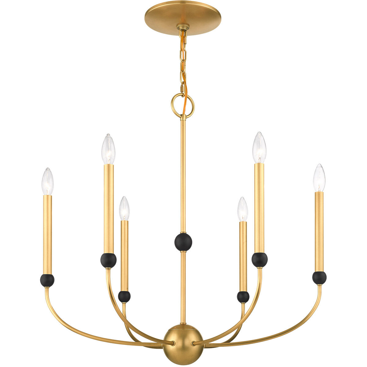 Cortlandt 6 Light 28 inch Natural Brass with Bronze Accents Chandelier Ceiling Light