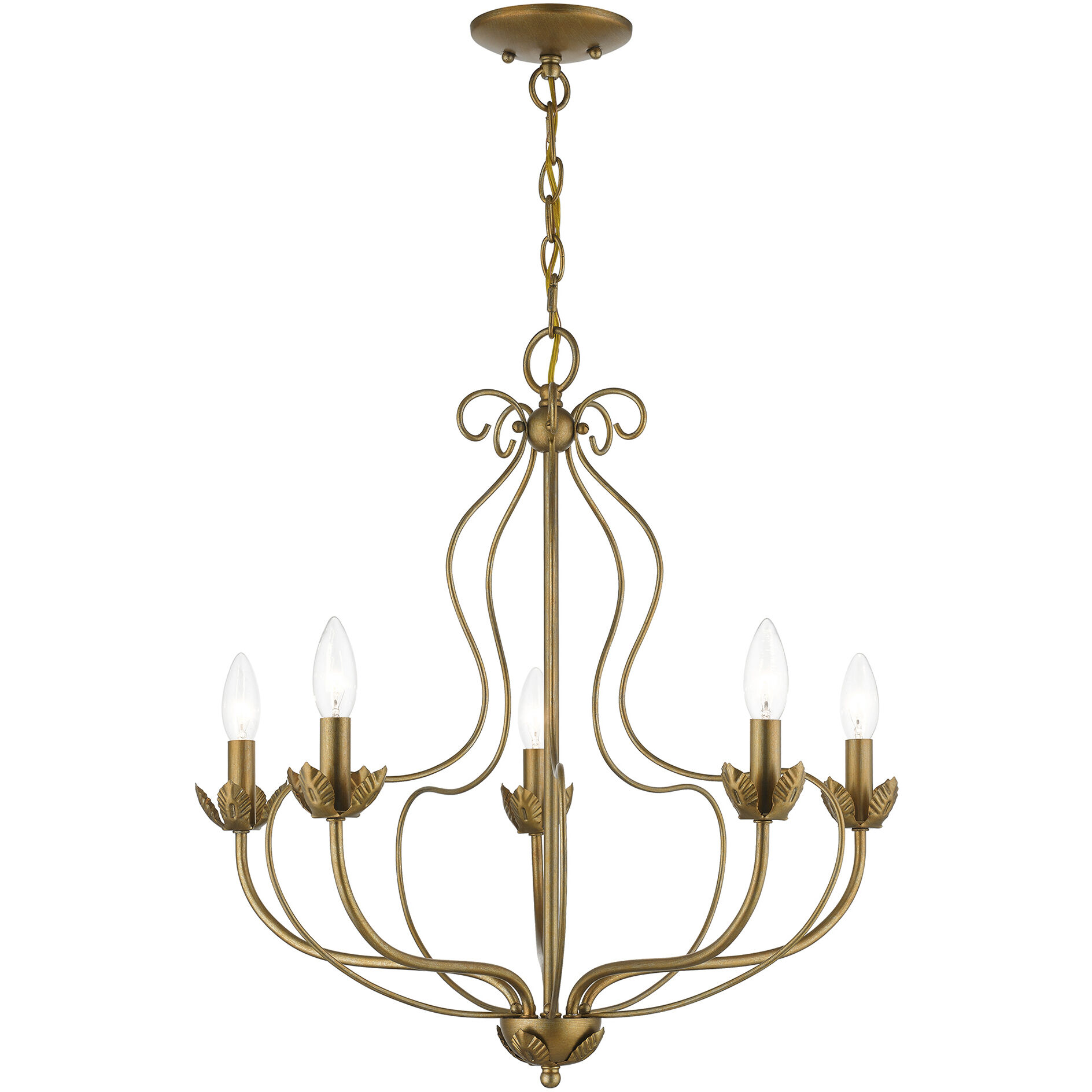 Katarina 5 Light 23 inch Antique Gold Leaf Chandelier Ceiling Light