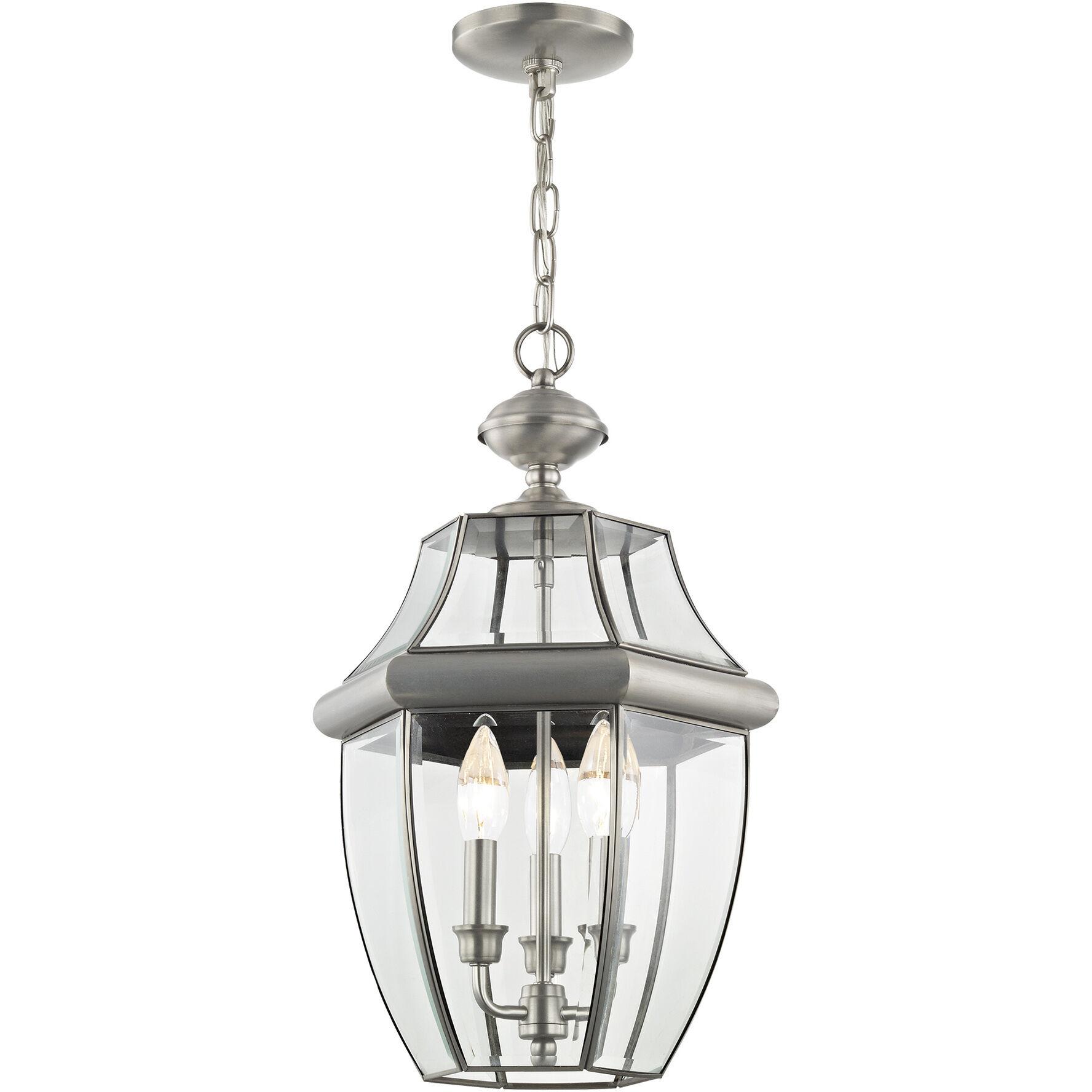 Monterey 3 Light 13 inch Brushed Nickel Outdoor Pendant Lantern