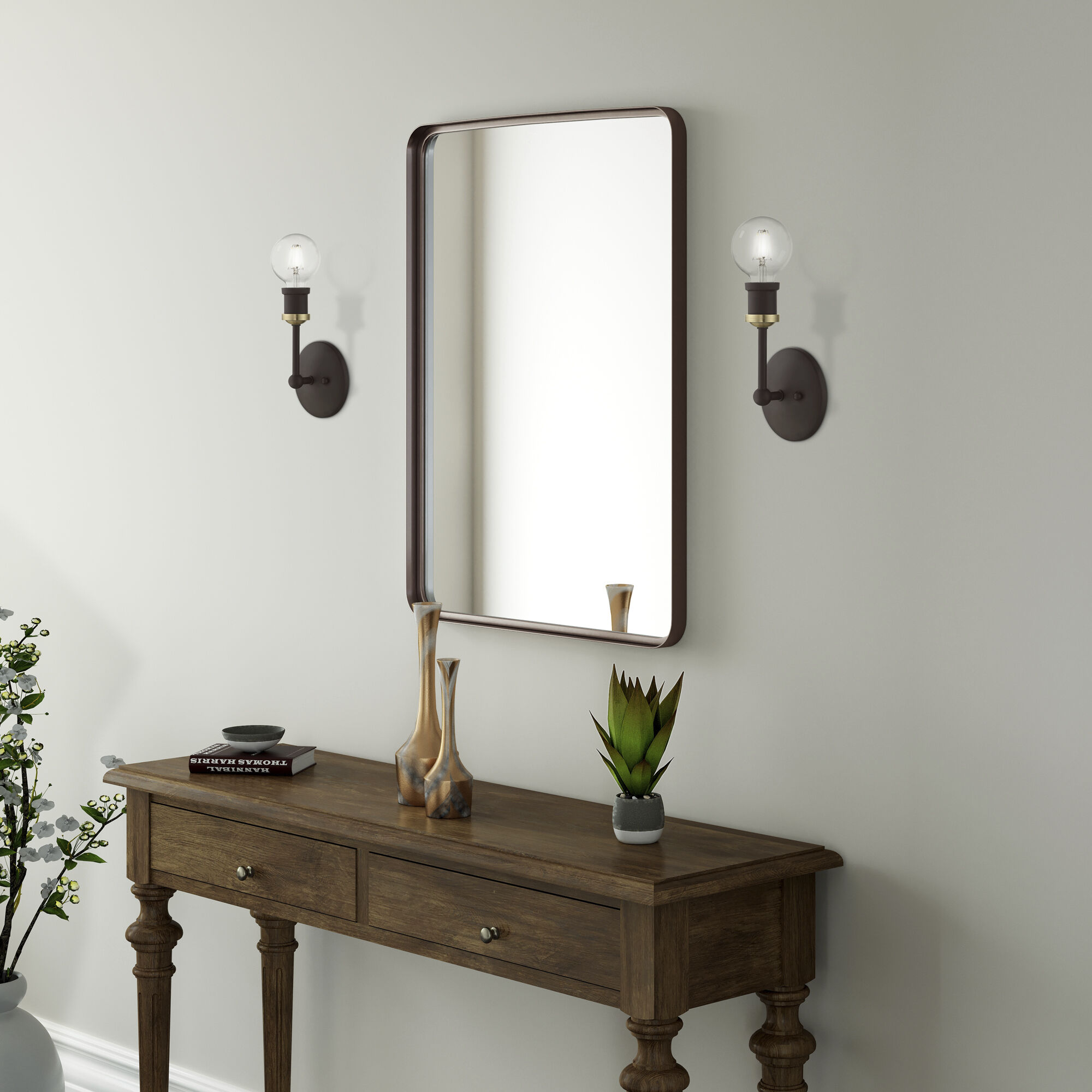 Lansdale 1 Light 5 inch Bronze with Antique Brass Accents Vanity Sconce Wall Light