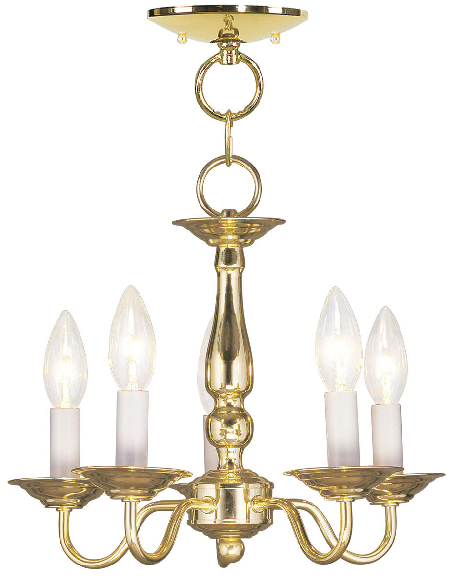 Williamsburgh 5 Light 13 inch Polished Brass Convertible Mini Chandelier/Ceiling Mount Ceiling Light