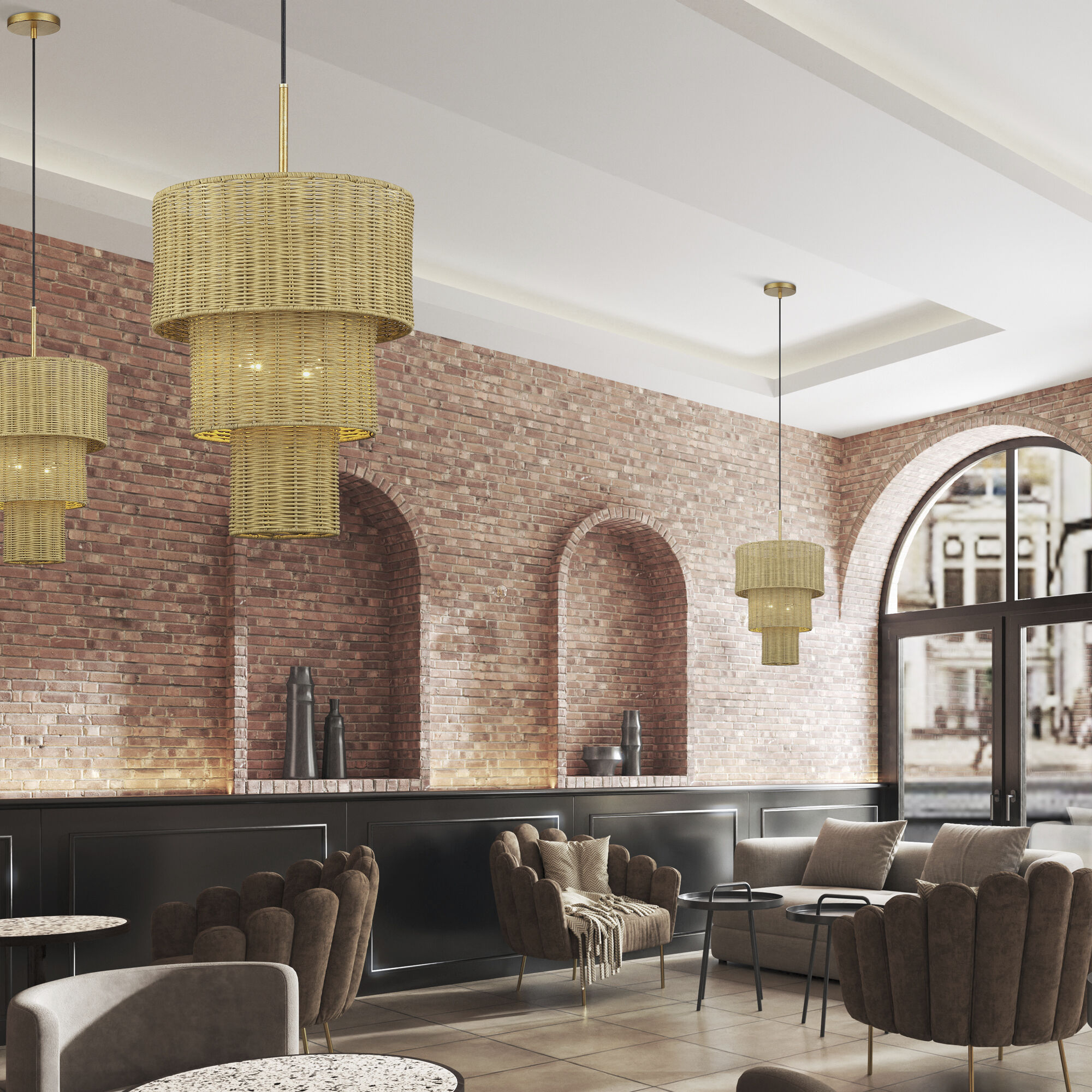 Weavington 2 Light 14 inch Antique Gold Leaf Pendant Ceiling Light