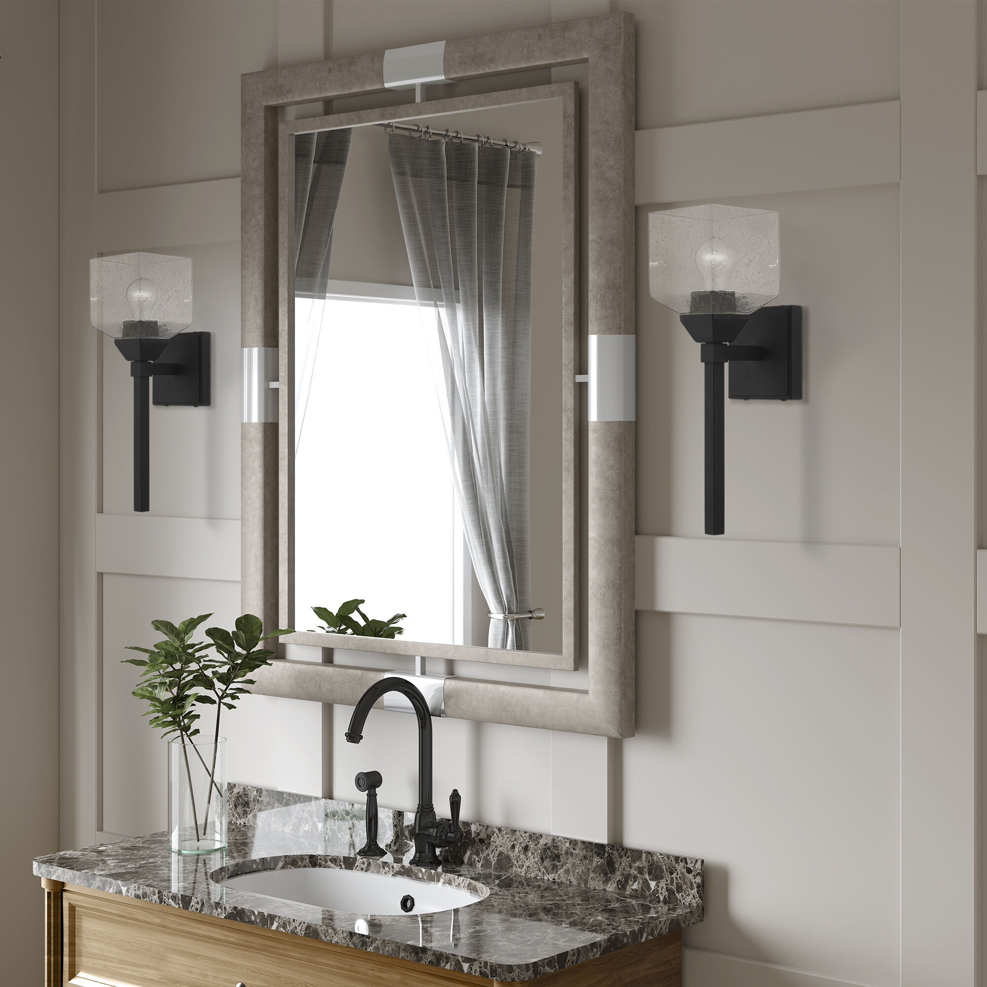 Aragon 1 Light 5 inch Black Vanity Sconce Wall Light