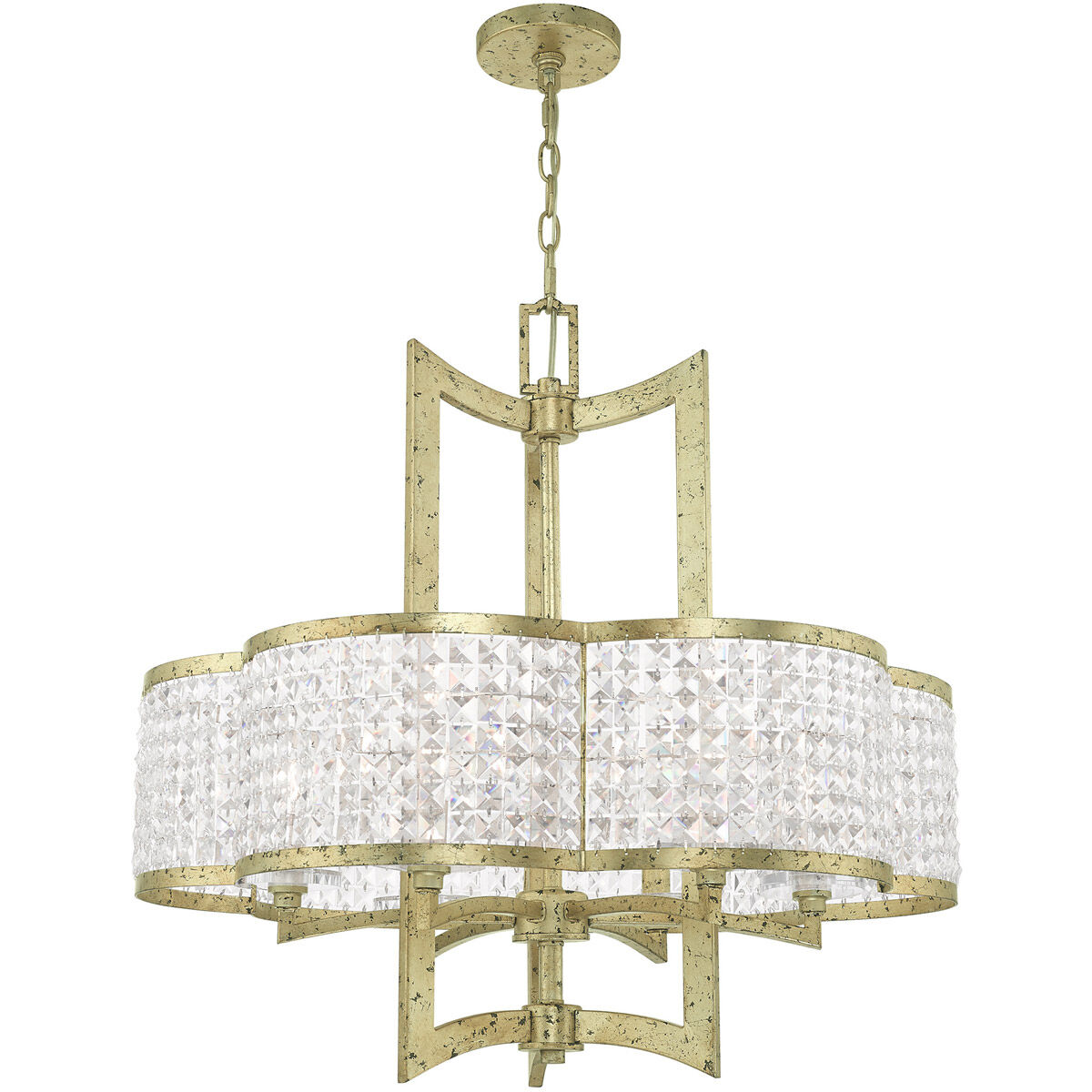Grammercy 6 Light 26 inch Hand Applied Winter Gold Chandelier Ceiling Light