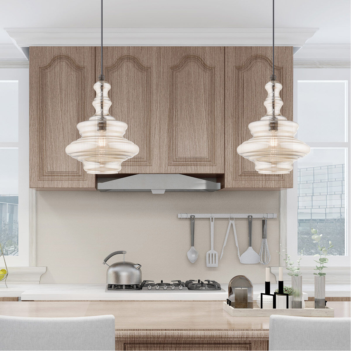 Art Glass 1 Light 12 inch English Bronze Mini Pendant Ceiling Light