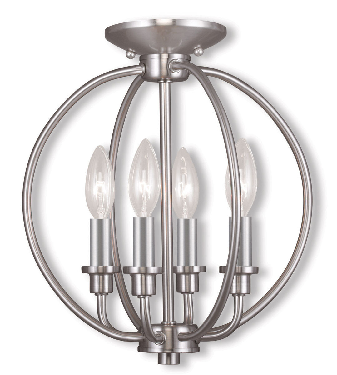 Milania 4 Light 13 inch Brushed Nickel Convertible Mini Chandelier/Ceiling Mount Ceiling Light