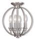 Milania 4 Light 13 inch Brushed Nickel Convertible Mini Chandelier/Ceiling Mount Ceiling Light
