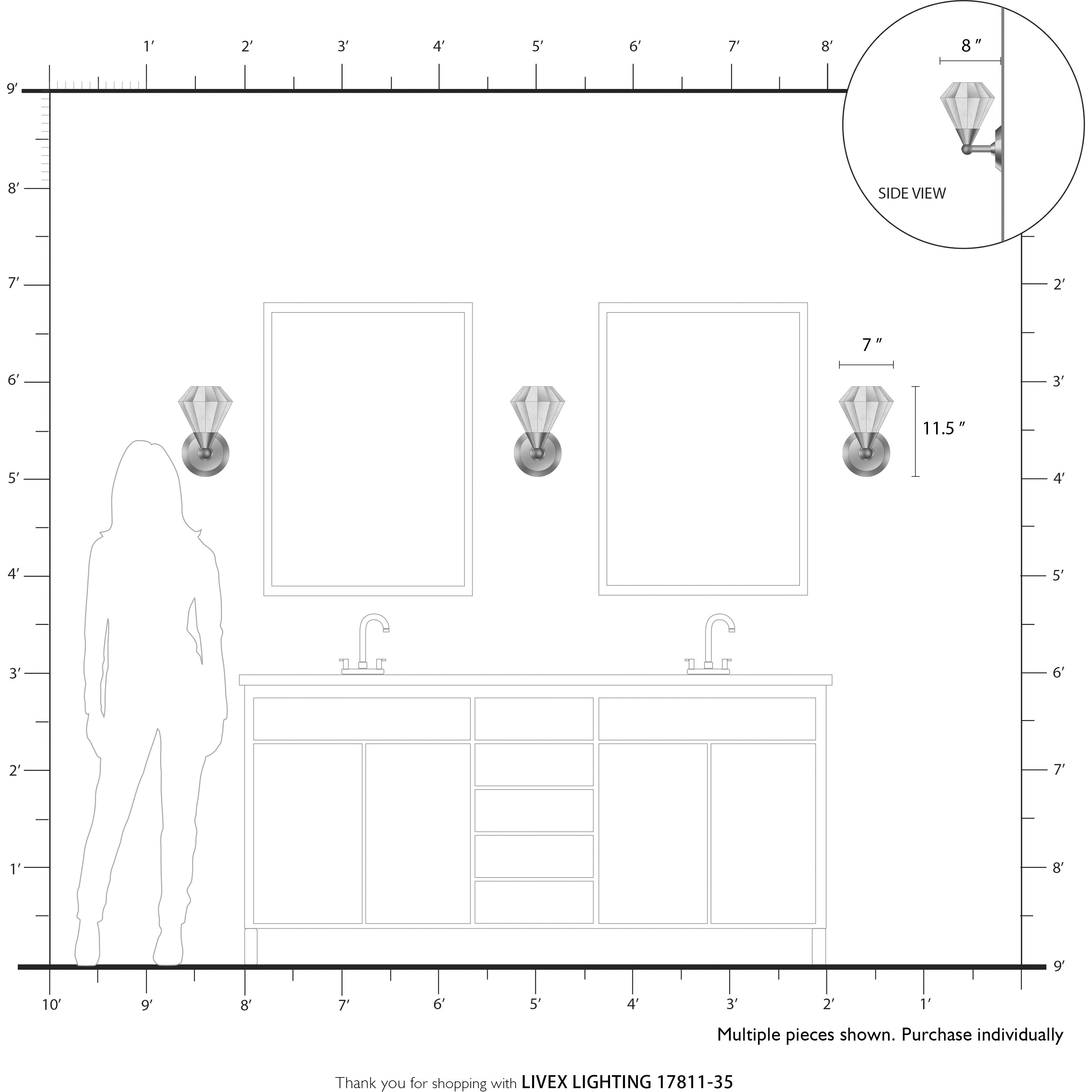 Brussels 1 Light 7 inch Polished Nickel Crystal Single Sconce Wall Light