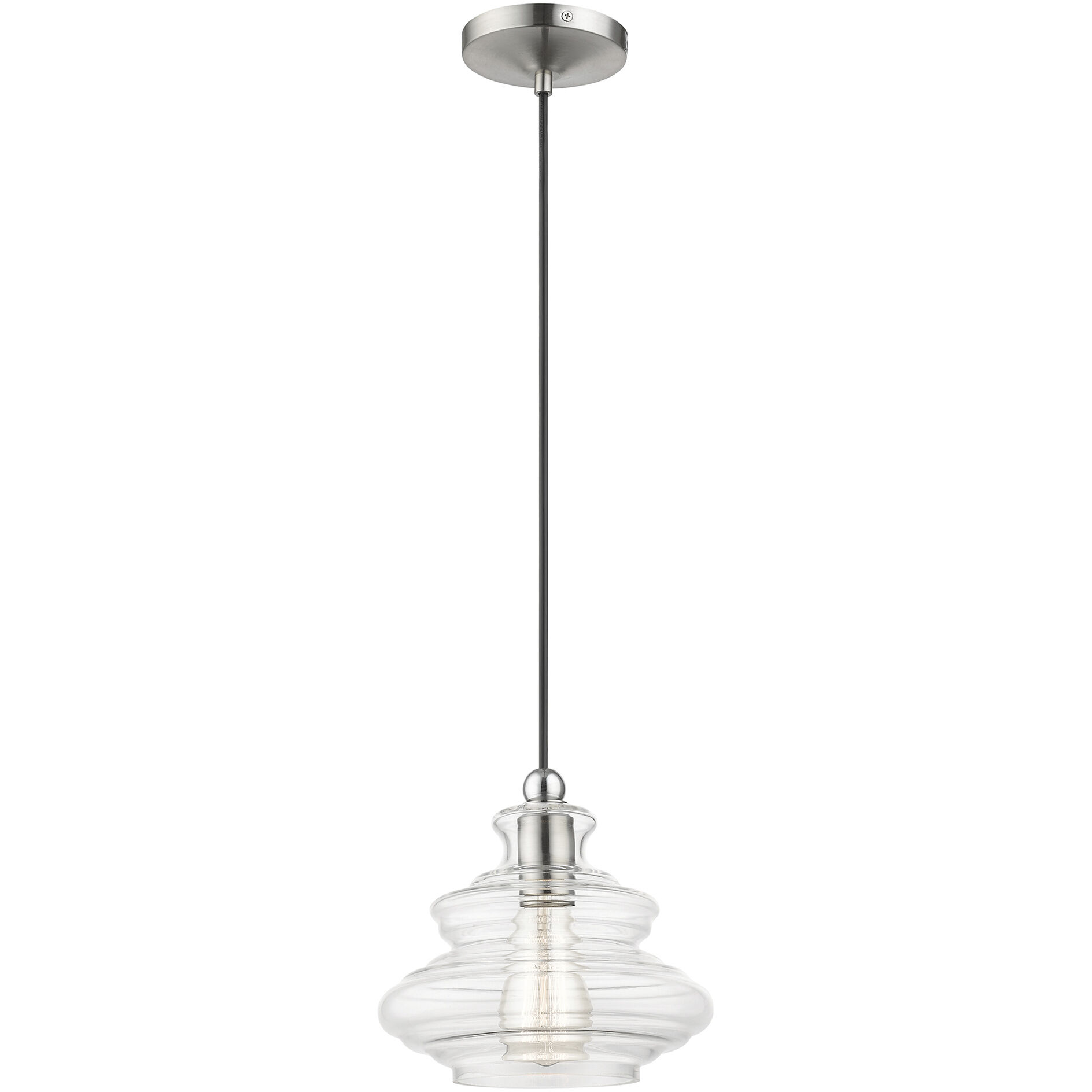 Everett 1 Light 9 inch Brushed Nickel with Chrome Finish Accents Pendant Ceiling Light
