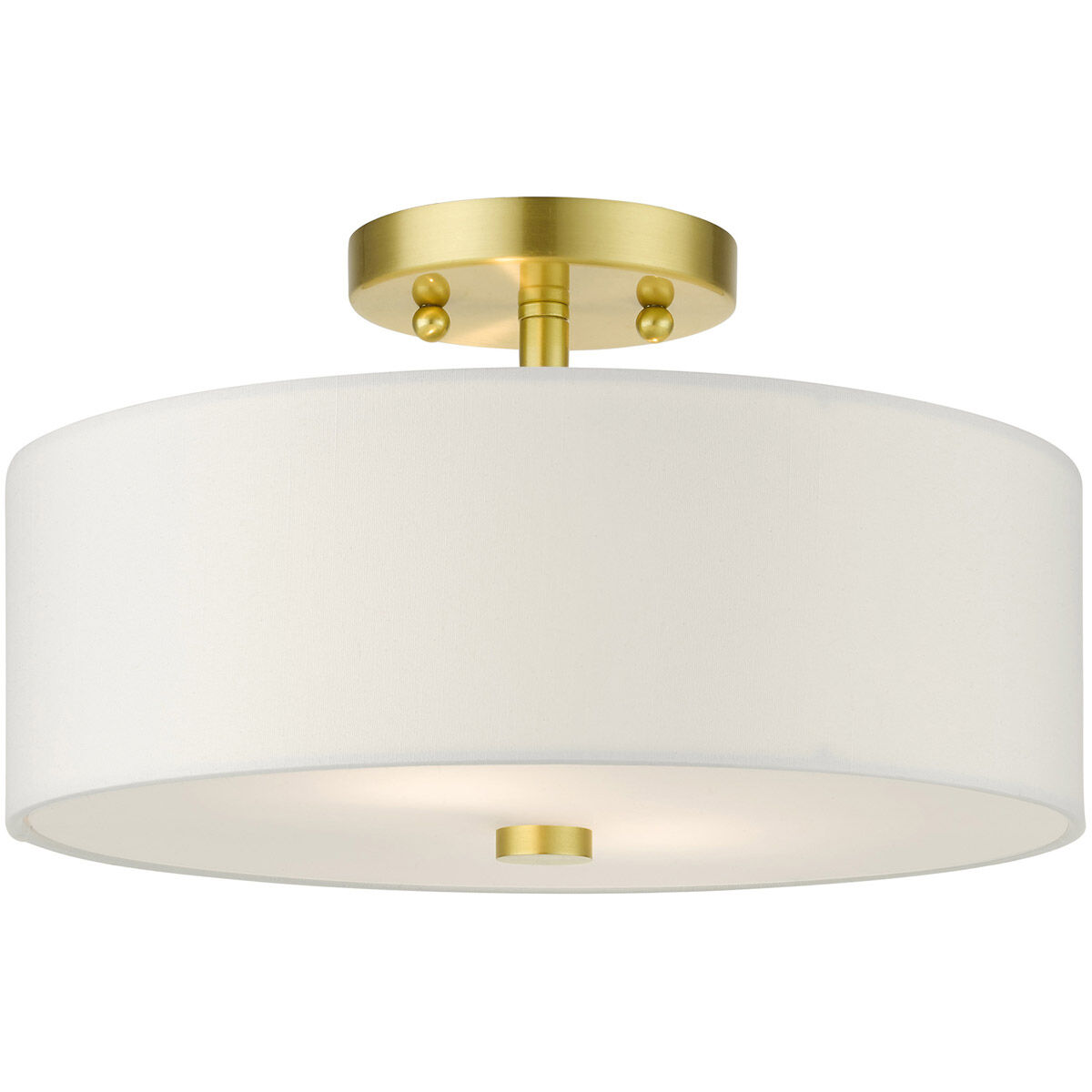 Meridian 2 Light 13 inch Satin Brass Semi Flush Ceiling Light