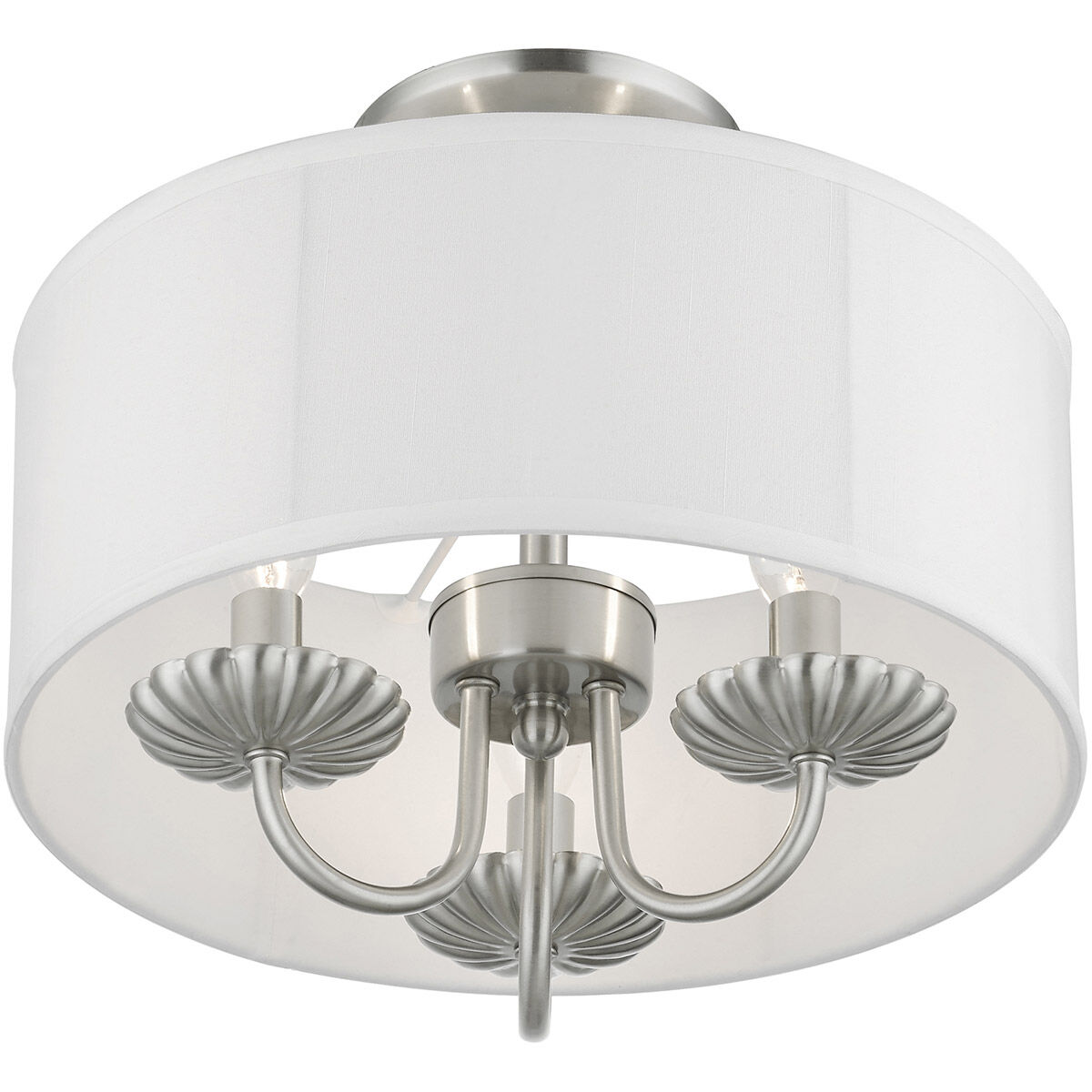 Brookdale 3 Light 13 inch Brushed Nickel Semi-Flush Mount Ceiling Light