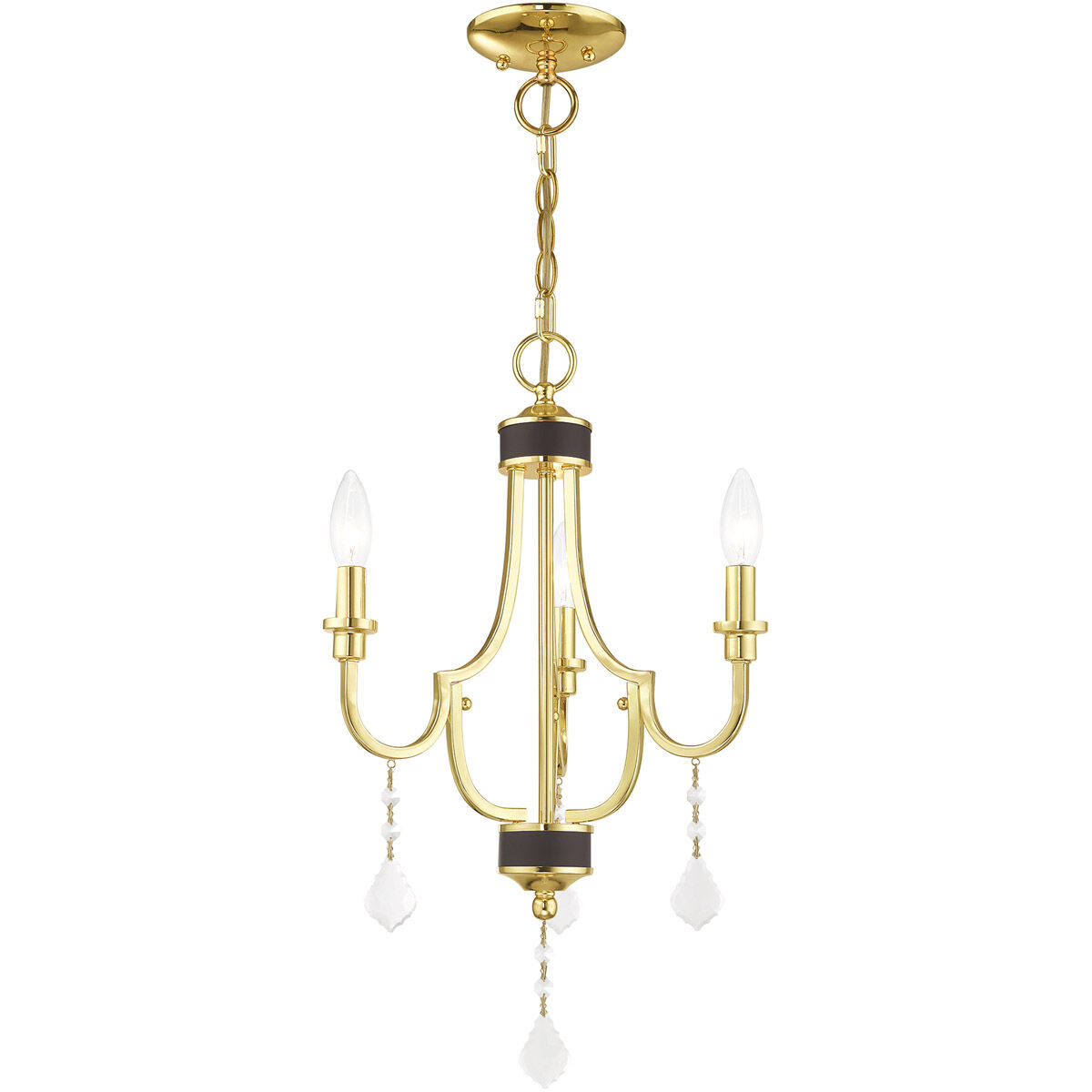 Glendale 3 Light 14 inch Polished Brass Mini Chandelier Ceiling Light
