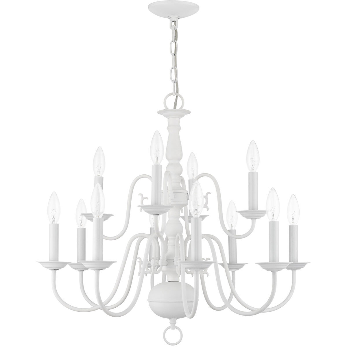 Williamsburg 12 Light 26 inch White Chandelier Ceiling Light