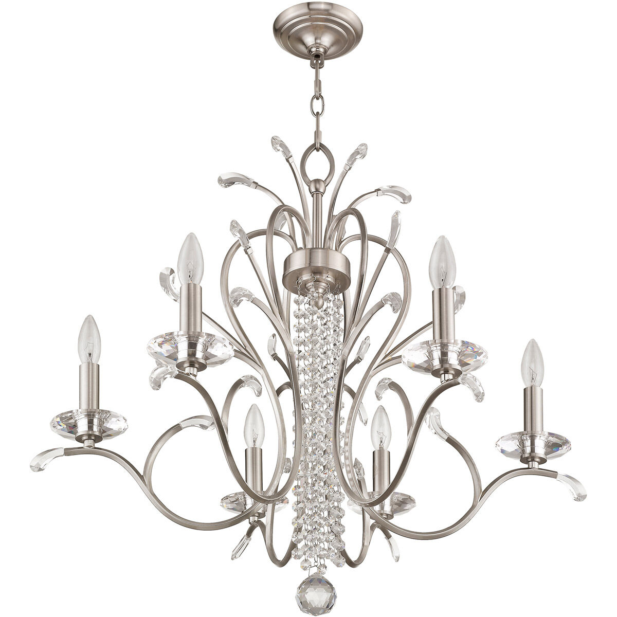 Serafina 6 Light 28 inch Brushed Nickel Chandelier Ceiling Light