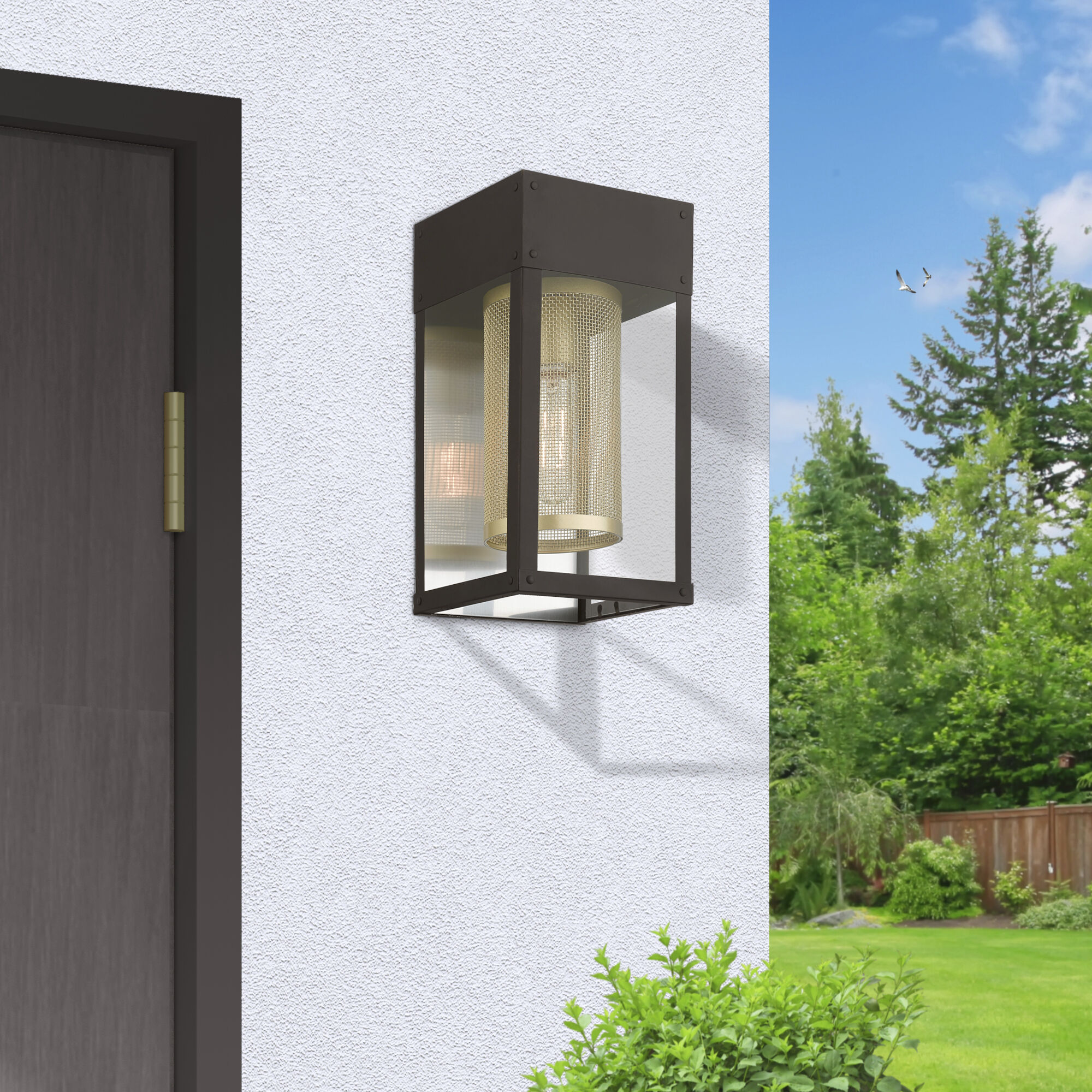 Franklin 1 Light 12 inch Bronze with Soft Gold Candle Outdoor Wall Lantern