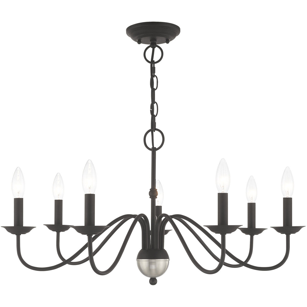 Windsor 7 Light 28 inch Black Chandelier Ceiling Light