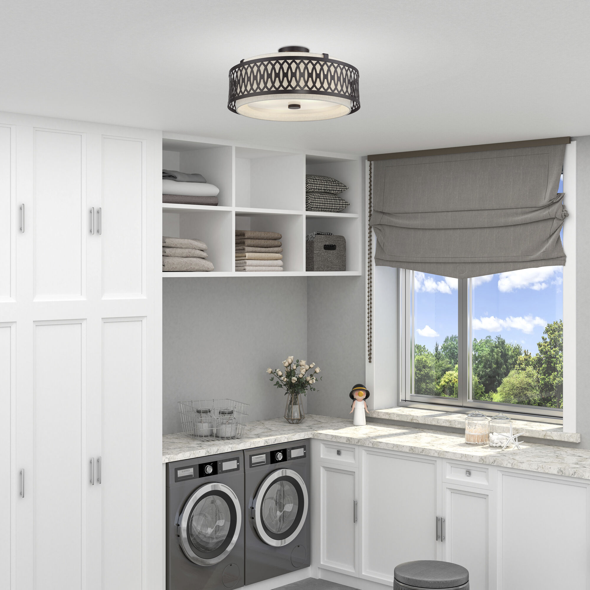 Vistaview 4 Light 21 inch English Bronze Semi-Flush Ceiling Light