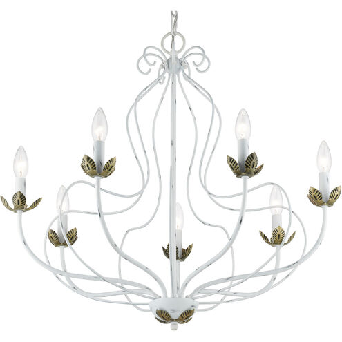 Katarina 7 Light 28 inch Antique White with Antique Brass Accents Chandelier Ceiling Light