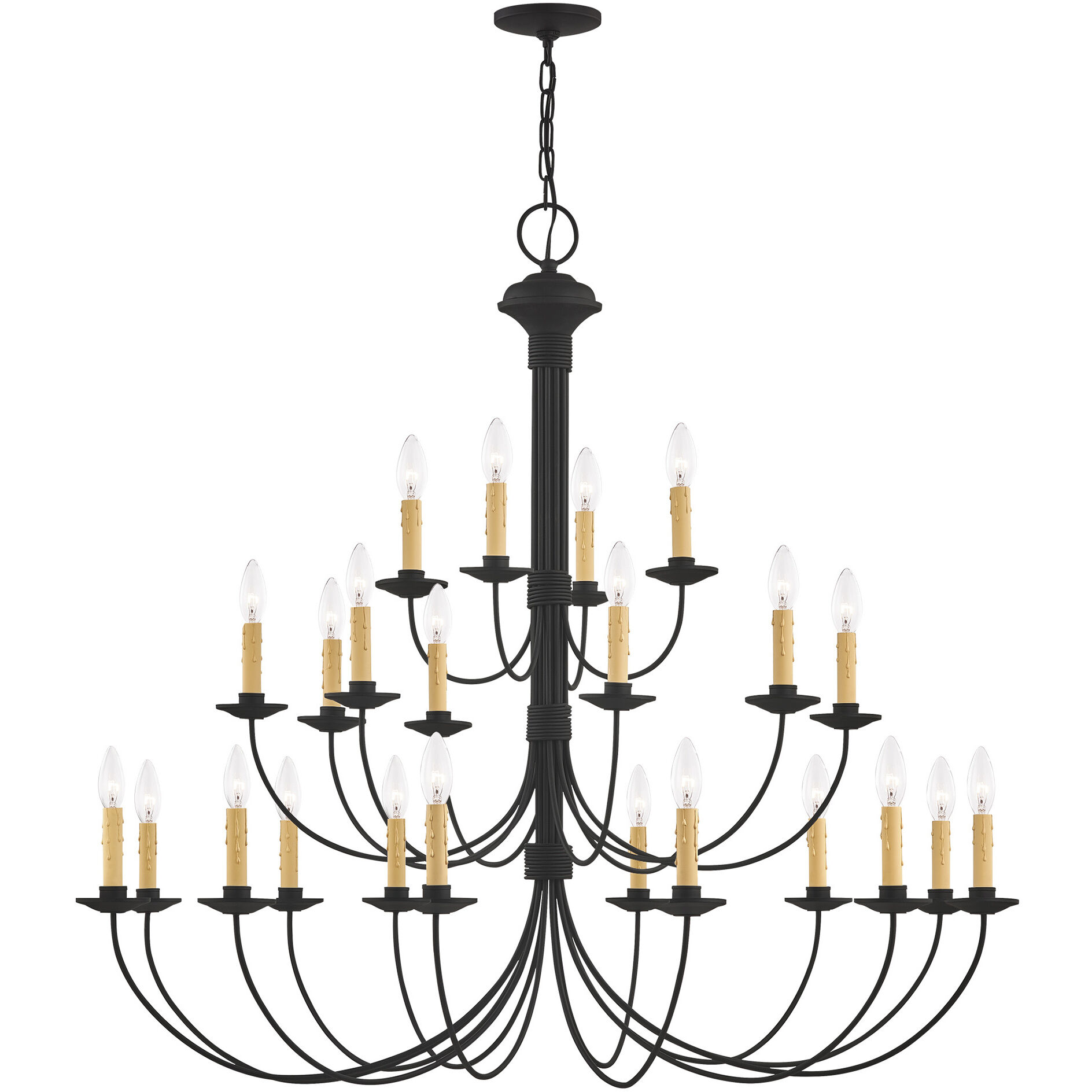 Heritage 24 Light 42 inch Black Chandelier Ceiling Light